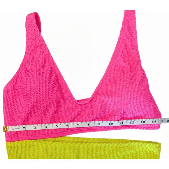 Bar III Cut Out One Piece Swimsuit XL Blue/Yellow/Pink NWT - Picture 3 of 13